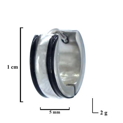 Çelik Halak Küpe Siyah Detaylı Çift Renk 5mm Halka Küpe UNK-701