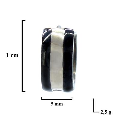 Çelik Halak Küpe Siyah Detaylı Kalın Küpe UNK-702