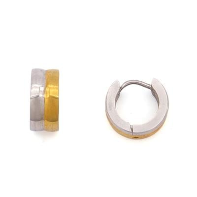 Çelik Halka Küpe Altın Kaplama Çift Renk UNK-710