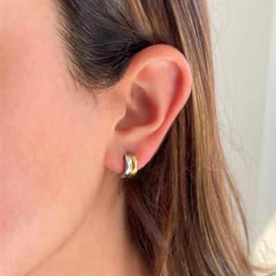 Çelik Halka Küpe Altın Kaplama Çift Renk UNK-710