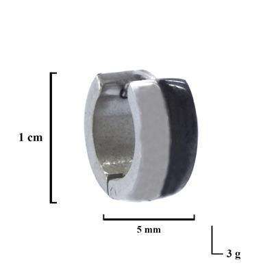 Çelik Halka Küpe Çift Renk Siyah Detaylı Halka Küpe UNK-713