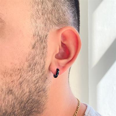 Çelik Halka Küpe Siyah Düz 2mm Kalınlık Halka Küpe UNK-712