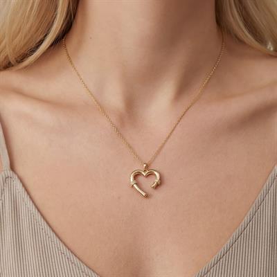 Çelik Kalp Kolye, Altın Kaplama Kadın Kalp Kolye K-120