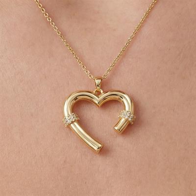 Çelik Kalp Kolye, Altın Kaplama Kadın Kalp Kolye K-120