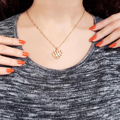 Çelik Kalp Kolye, Altın Kaplama Kolye, Zirkon Taşlı Kadın Kolye KLY-321