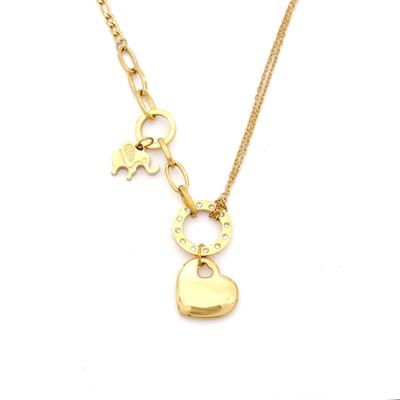 Çelik Kalp Kolye - Kalp Kolye Altın Kaplama KLY-584