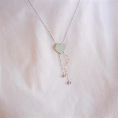 Çelik Kalp Kolye - Kalp Kolye Gümüş Renk KLY-574