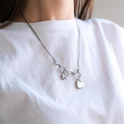 Çelik Kalp Kolye - Paslanmaz Çelik Kadın Kolye KLY-585