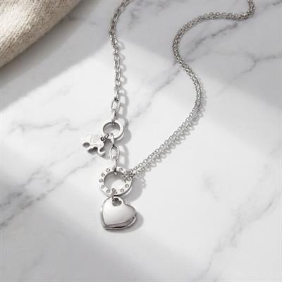 Çelik Kalp Kolye - Paslanmaz Çelik Kadın Kolye KLY-585