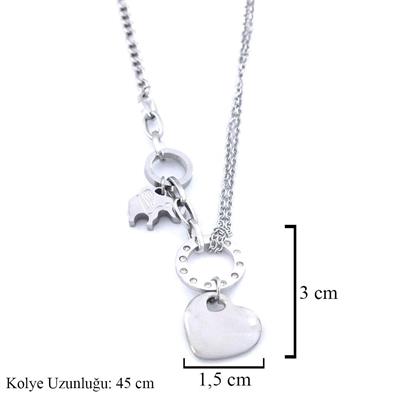 Çelik Kalp Kolye - Paslanmaz Çelik Kadın Kolye KLY-585