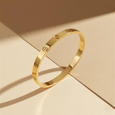 Çelik Kelepçe Bileklik Altın Kaplama Love Model BLZ-321