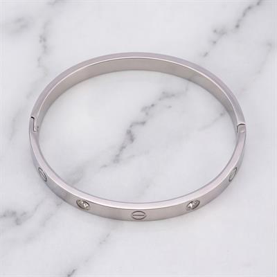 Çelik Kelepçe Bileklik Love Taşlı Model BLZ-494