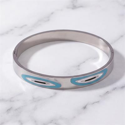 Çelik Kelepçe Bileklik Nazar Boncuklu Model BLZ-517