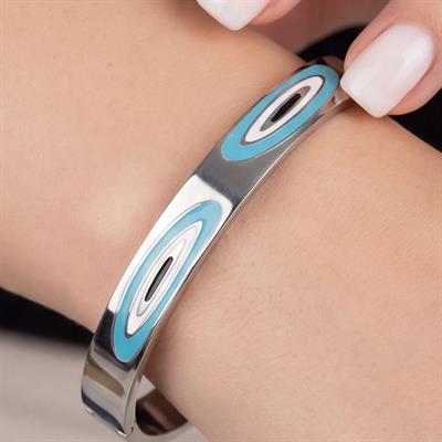 Çelik Kelepçe Bileklik Nazar Boncuklu Model BLZ-517