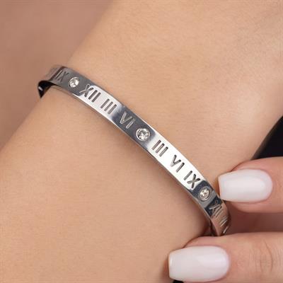 Çelik Kelepçe Bileklik Roma Rakamlı Model BLZ-413