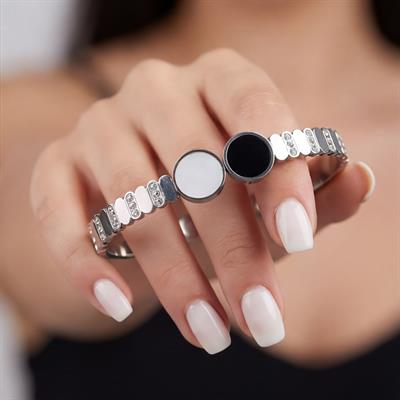 Çelik Kelepçe Bileklik Sedef & Oniks Taşlı BLZ-417