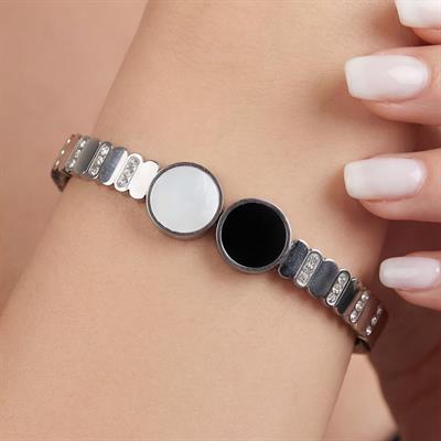 Çelik Kelepçe Bileklik Sedef & Oniks Taşlı BLZ-417