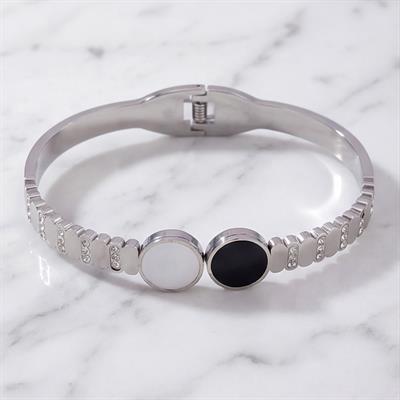 Çelik Kelepçe Bileklik Sedef & Oniks Taşlı BLZ-417