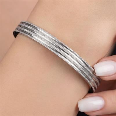 Çelik Kelepçe Bileklik Simli Model BLZ-329