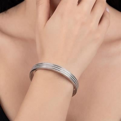 Çelik Kelepçe Bileklik Simli Model BLZ-329