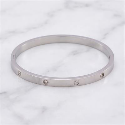 Çelik Kelepçe Bileklik Taşlı Love Model BLZ-596