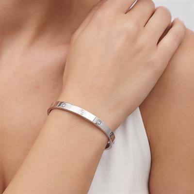 Çelik Kelepçe Bileklik Taşlı Love Model BLZ-596