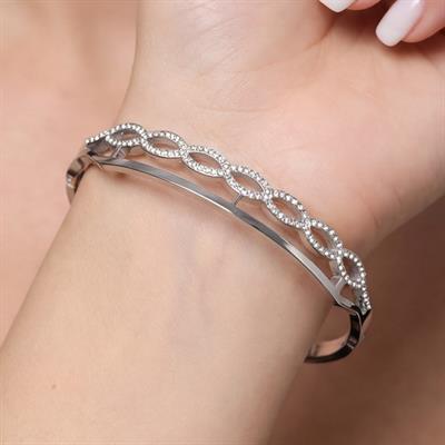 Çelik Kelepçe Bileklik Taşlı Şık BLZ-431