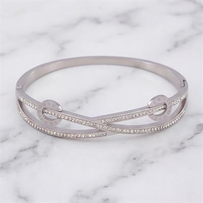 Çelik Kelepçe Bileklik Taşlı Şık Model BLZ-428