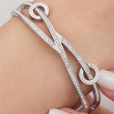 Çelik Kelepçe Bileklik Taşlı Şık Model BLZ-428