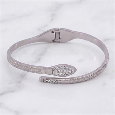 Çelik Kelepçe Bileklik Taşlı Yılan Model Kadın Spor Kelepçe BLZ-533