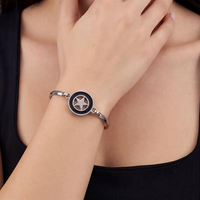 Çelik Kelepçe Bileklik Yıldız Detaylı BLZ-490