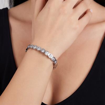 Çelik Kelepçe Bileklik Zirkon Taşlı BLZ-423