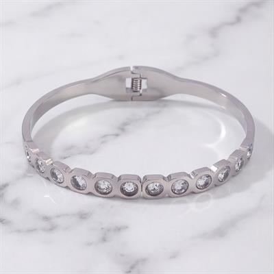 Çelik Kelepçe Bileklik Zirkon Taşlı BLZ-423