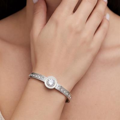 Çelik Kelepçe Bileklik Zirkon Taşlı BLZ-415