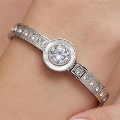 Çelik Kelepçe Bileklik Zirkon Taşlı BLZ-415