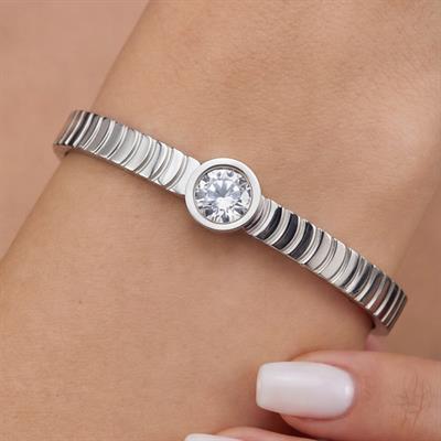 Çelik Kelepçe Bileklik Zirkon Taşlı Model BLZ-426