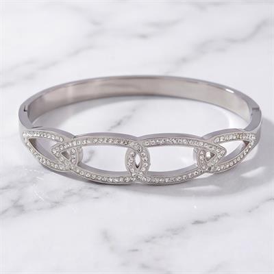 Çelik Kelepçe Bileklik Zirkon Taşlı Model BLZ-453