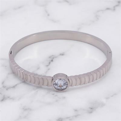 Çelik Kelepçe Bileklik Zirkon Taşlı Model BLZ-426