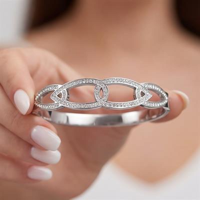 Çelik Kelepçe Bileklik Zirkon Taşlı Model BLZ-453