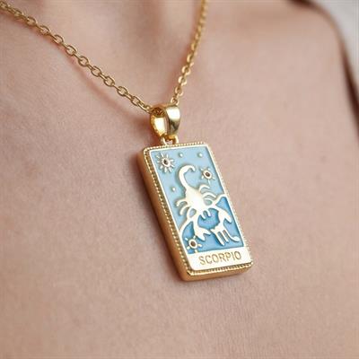 Çelik Kolye, Altın Kaplama Akrep Burcu Kadın Kolye K-138