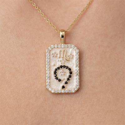 Çelik Kolye, Altın Kaplama Akrep Burcu Kadın Kolye K-107