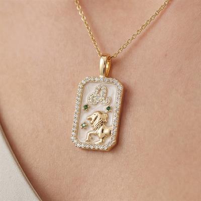 Çelik Kolye, Altın Kaplama Aslan Burcu Kadın Kolye K-116