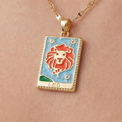 Çelik Kolye, Altın Kaplama Aslan Burcu Kadın Kolye K-136