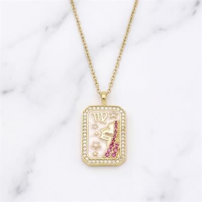 Çelik Kolye, Altın Kaplama Başak Burcu Kadın Kolye K-108