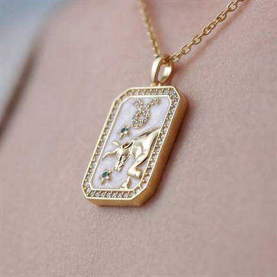 Çelik Kolye, Altın Kaplama Boğa Burcu Kadın Kolye K-115