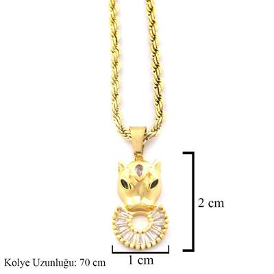 Çelik Kolye - Altın Kaplama Kadın Jaguar Kolye KLY-605