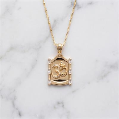 Çelik Kolye, Altın Kaplama Kare Uçlu Kolye  KLY-355