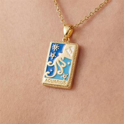 Çelik Kolye, Altın Kaplama Kova Burcu Kadın Kolye K-140