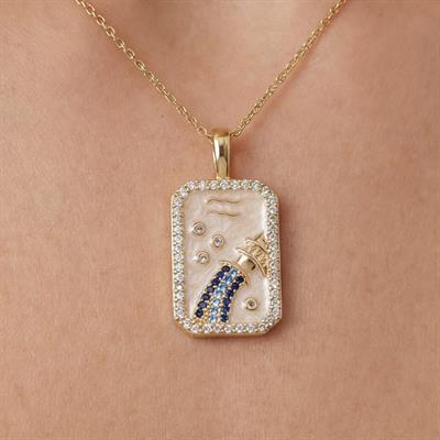 Çelik Kolye, Altın Kaplama Kova Burcu Kadın Kolye K-114