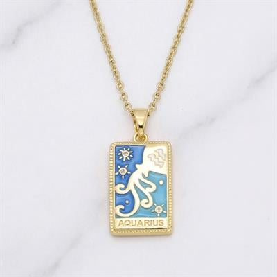 Çelik Kolye, Altın Kaplama Kova Burcu Kadın Kolye K-140